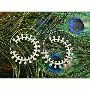 💋TRIBAL GYPSY GEOMETRIC SPIRAL GOLD HOOP!